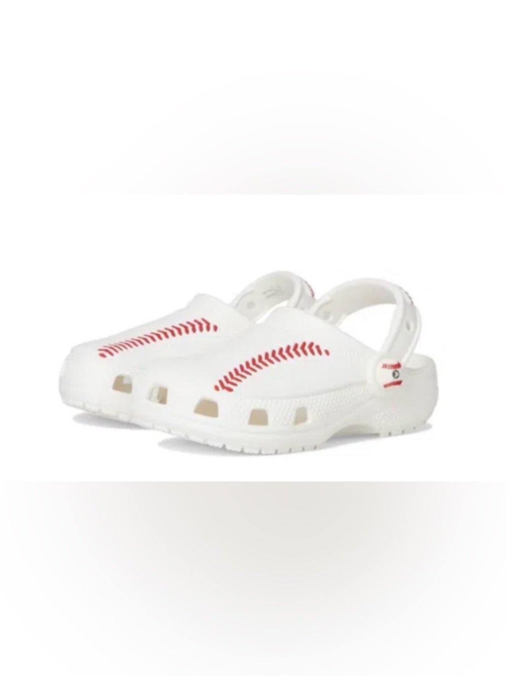 Crocs Baseball Stitch White Clog Sandals Unisex Kids sz 2
